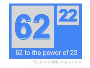 62 to the power of 22