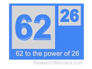 62 to the power of 26
