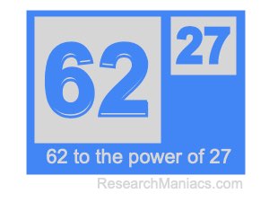 62 to the power of 27