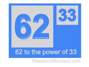 62 to the power of 33