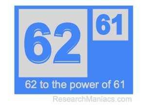 62 to the power of 61
