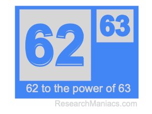 62 to the power of 63