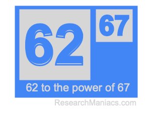 62 to the power of 67