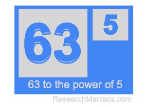 63 to the power of 5