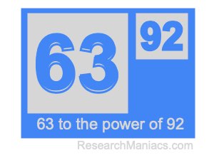 63 to the power of 92