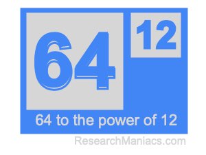 64 to the power of 12