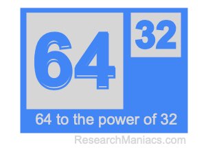 64 to the power of 32