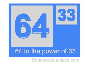 64 to the power of 33