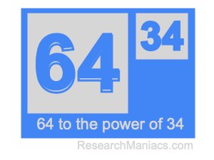 64 to the power of 34
