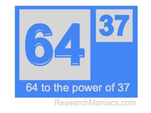 64 to the power of 37