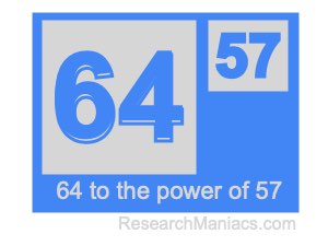 64 to the power of 57