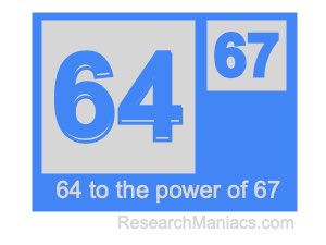 64 to the power of 67