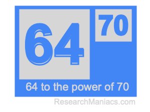 64 to the power of 70