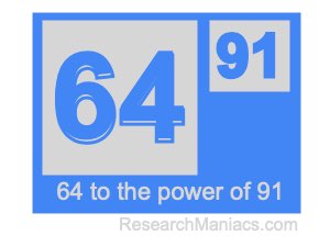 64 to the power of 91