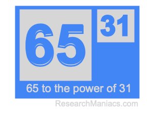 65 to the power of 31