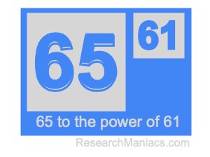 65 to the power of 61