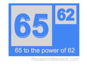 65 to the power of 62