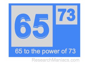 65 to the power of 73