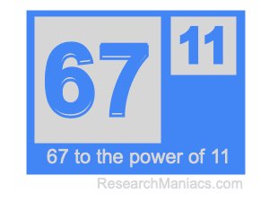 67 to the power of 11