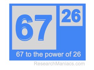 67 to the power of 26