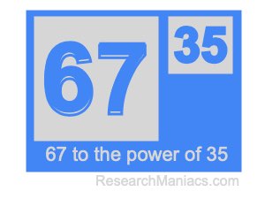 67 to the power of 35