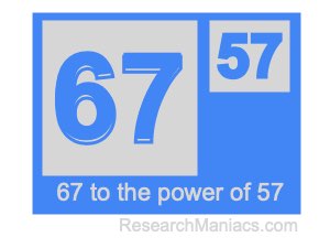 67 to the power of 57