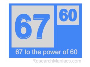 67 to the power of 60
