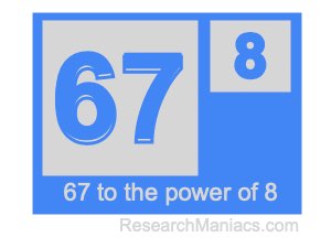 67 to the power of 8