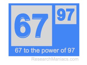67 to the power of 97
