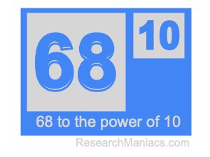 68 to the power of 10