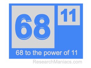 68 to the power of 11