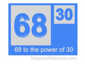 68 to the power of 30