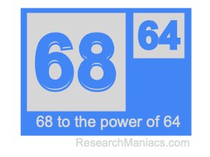 68 to the power of 64