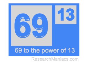 69 to the power of 13
