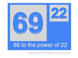 69 to the power of 22