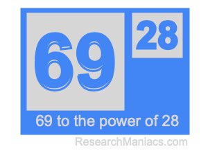 69 to the power of 28