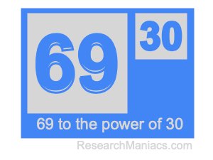 69 to the power of 30