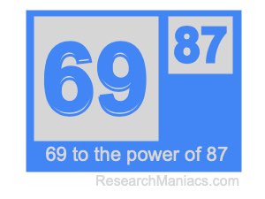 69 to the power of 87