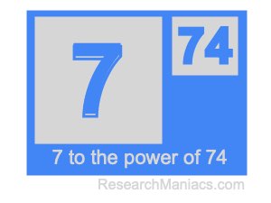 7 to the power of 74