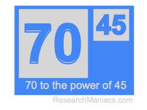 70 to the power of 45