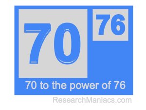 70 to the power of 76