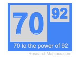 70 to the power of 92