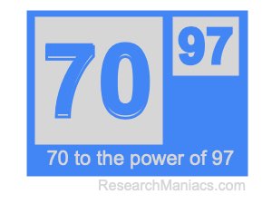 70 to the power of 97