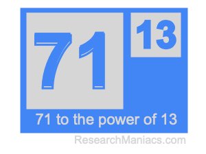 71 to the power of 13