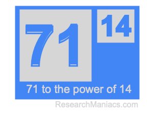 71 to the power of 14