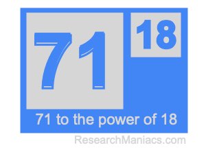 71 to the power of 18