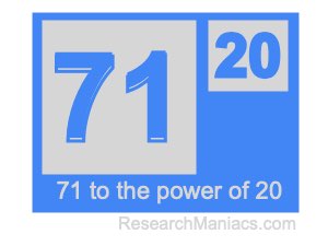 71 to the power of 20