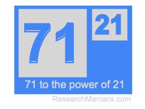 71 to the power of 21
