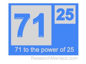 71 to the power of 25