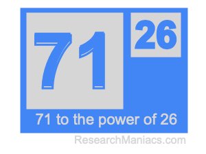 71 to the power of 26
